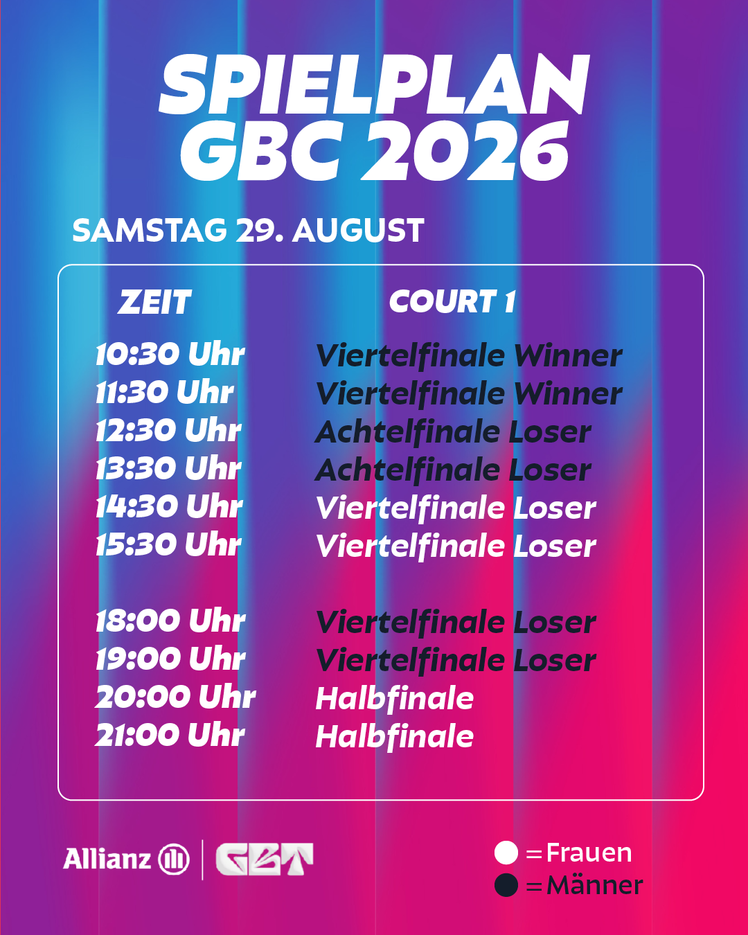 Spielplan Samstag
